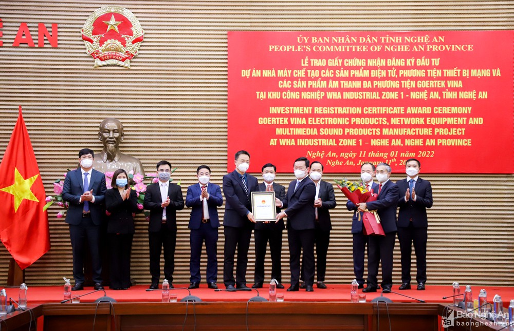 Dự án chế tạo các sản phẩm điện tử tại Nghệ An tăng vốn đầu tư lên 500 triệu USD