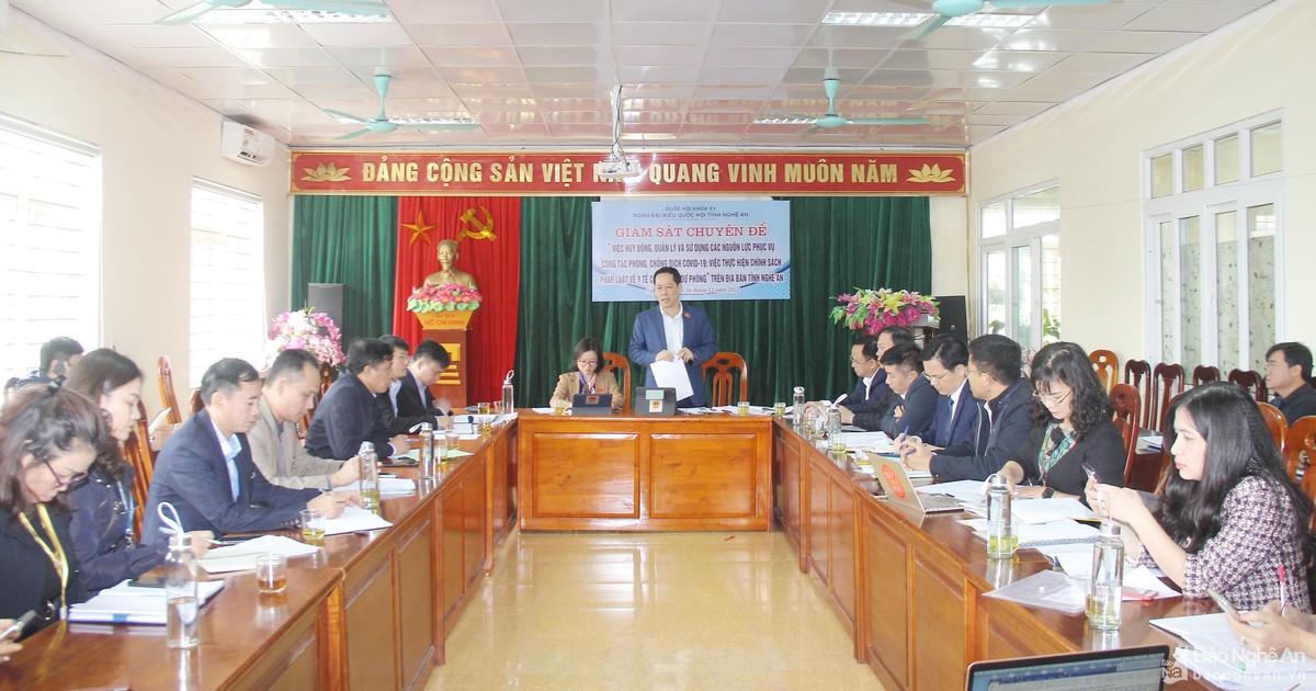 Đoàn đại biểu Quốc hội tỉnh Nghệ An giám sát việc huy động, sử dụng nguồn lực phòng, chống dịch Covid-19