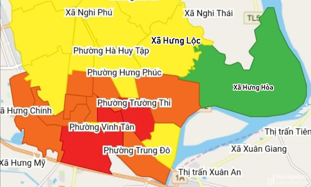 TP. Vinh công bố cấp độ dịch mới: 3 phường vùng đỏ, chỉ còn 1 xã vùng xanh