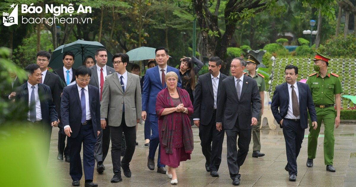 Cựu Tổng thống Chile dâng hoa, dâng hương tưởng niệm Chủ tịch Hồ Chí Minh tại Khu Di tích Kim Liên