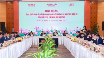 Hội thảo 'Phát triển kinh tế - xã hội và bảo đảm quốc phòng, an ninh tỉnh Nghệ An đến năm 2030, tầm nhìn đến năm 2045' tại Hà Nội