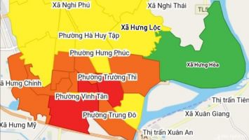 TP. Vinh công bố cấp độ dịch mới: 3 phường vùng đỏ, chỉ còn 1 xã vùng xanh