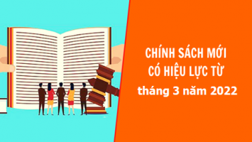 Các chính sách mới bắt đầu có hiệu lực từ tháng 03/2022
