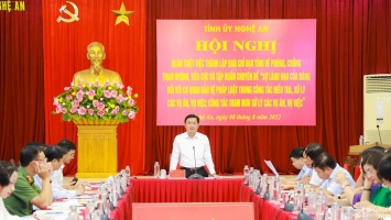 Ban Thường vụ Tỉnh ủy Nghệ An quán triệt việc thành lập Ban Chỉ đạo tỉnh về phòng, chống tham nhũng, tiêu cực