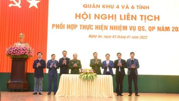 Quân khu 4 và 6 tỉnh Bắc miền Trung ký kết phối hợp thực hiện nhiệm vụ quân sự, quốc phòng