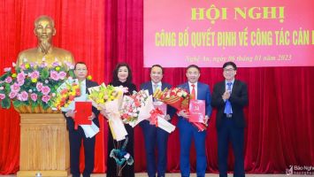 Nghệ An công bố các quyết định bổ nhiệm Giám đốc Sở Kế hoạch và Đầu tư, Sở Y tế và Bí thư Huyện ủy Nam Đàn, Nghi Lộc