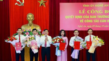 Tỉnh ủy Nghệ An công bố các quyết định về công tác cán bộ