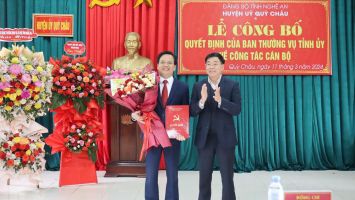 Công bố quyết định bổ nhiệm chức vụ Phó Bí thư Huyện ủy Quỳ Châu