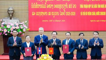 Tỉnh Nghệ An và Thủ đô Viêng Chăn (Lào) hội đàm và ký kết thỏa thuận hợp tác
