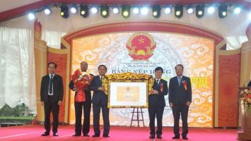 Đồng chí Nguyễn Nam Đình, Phó Chủ tịch Thường trực HĐND tỉnh dự lễ đón nhận bằng xếp hạng Di tích lịch sử - văn hóa cấp tỉnh Đền Cả, xã Đại Đồng