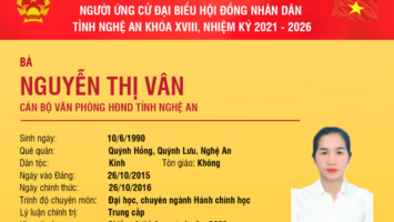 Tiểu sử tóm tắt và chương trình hành động của ứng cử viên đại biểu HĐND tỉnh Nguyễn Thị Vân