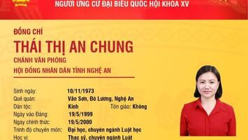 Tiểu sử tóm tắt và chương trình hành động của ứng cử viên đại biểu Quốc hội Thái Thị An Chung