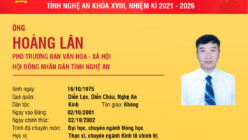 Tiểu sử tóm tắt và chương trình hành động của ứng cử viên đại biểu HĐND tỉnh Hoàng Lân