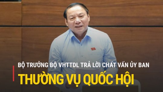 Trực tiếp: Bộ trưởng Bộ VHTTDL trả lời chất vấn trước Ủy ban Thường vụ Quốc hội